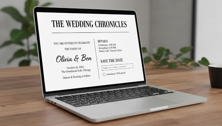 Phong c&aacute;ch b&aacute;o ch&iacute; trong thiệp cưới trực tuyến